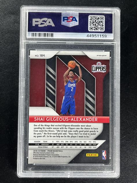 2018 19 Panini Prizm Shai Gilgeous Alexander 184 Silver RC Rookie PSA