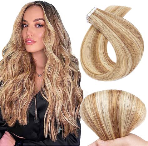 TESS Tape Hair Extensions 12 Inch 20g Pack Blonde Tape In Hair Extensions Human Hair 10 PCS