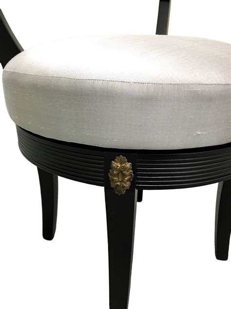 Hollywood Regency Style Black Swivel Vanity Stool At 1stdibs