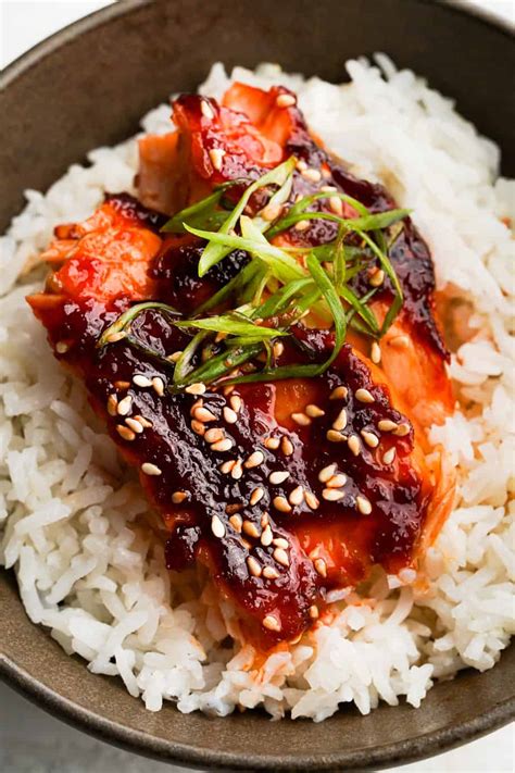 Gochujang Salmon With Pandan Rice Whisper Of Yum