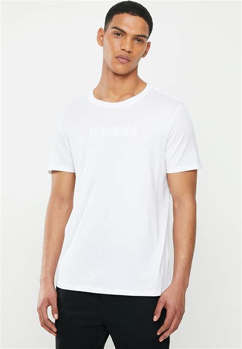 Pima Emb Short Sleeve Tee Pure White Guess T Shirts And Vests