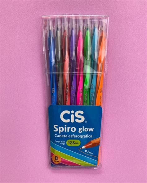 Caneta EsferogrÁfica Spiro Glow 07mm Kit C 8 Cis Neko Papelaria