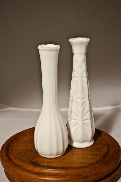Milk Glass Flower Vases Set Of Two Textured By Whositsandwhatnots