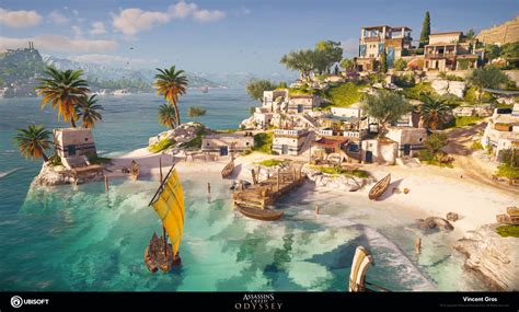 Artstation Assassin S Creed Odyssey Mykonos Island Vincent Gros Fantasy Landscape