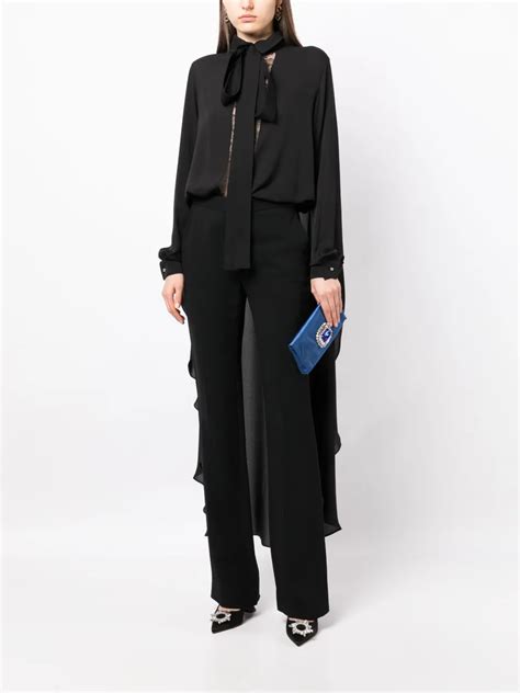 Elie Saab High Low Pussy Bow Blouse Farfetch