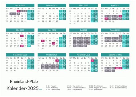 FERIEN Rheinland-Pfalz 2025 - Ferienkalender & Übersicht