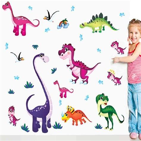 Sticker adhésif dinosaures amusants 100 x 130 cm S Cdiscount Maison