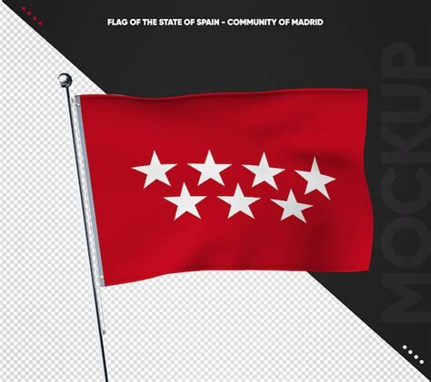 Premium PSD | Realistic 3d flag community of madrid