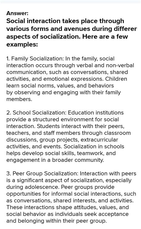 Social Interaction Examples Sentence Brainly
