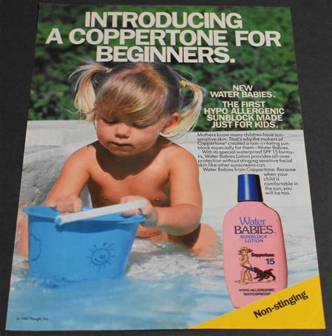 Print Ad Water Babies Sunblock Lotion Coppertone For Beginners Girl Blonde Ebay