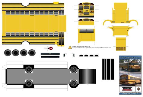 Paper Craft School Bus Paper Model 187h0 Scale