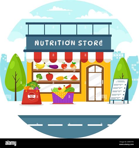 Nutrition Store Vector Illustration With Dietary Supplement Of Vitamins And Minerals Such As