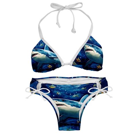 Starry Shark Women S Swimsuit Bikini Set Detachable Sponge Adjustable Strap 2 Pack Swim