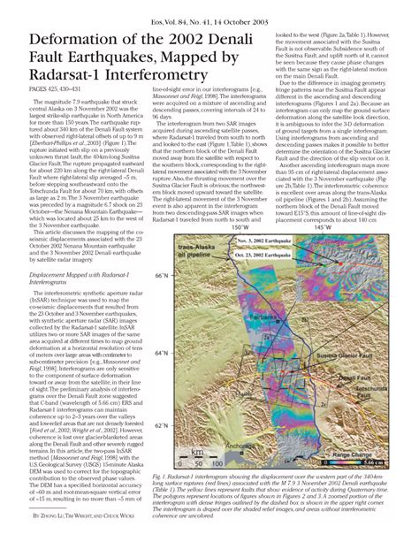 Deformation Of The 2002 Denali Fault Earthquakes Mapped By Radarsat