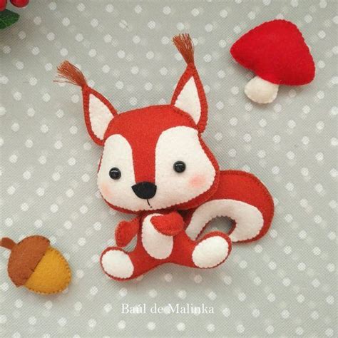 Felt Animal Pattern Red Squirrel Ornament Cute Squirrel T Etsy