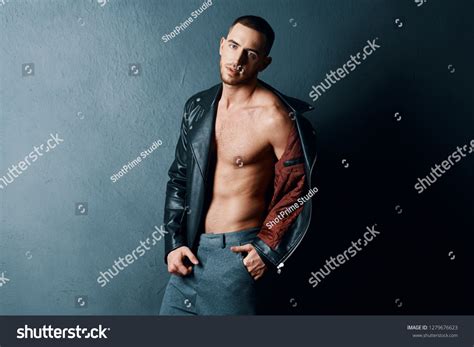 Sexy Man Leather Jacket Naked Torso Stock Photo 1279676623 Shutterstock