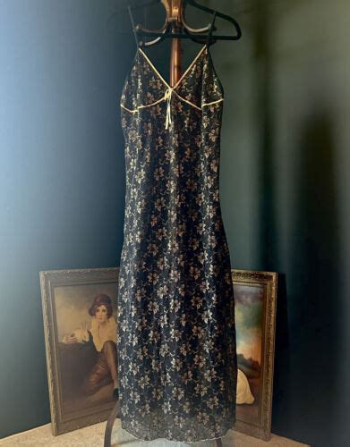 Vintage Midnight Velvet Maxi Lace Slip Dress Nightgown Lingerie Witchy Fairy Ebay