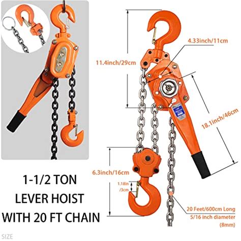 Nisorpa Ton Manual Lever Chain Hoist Lbs Ft Lifting Come