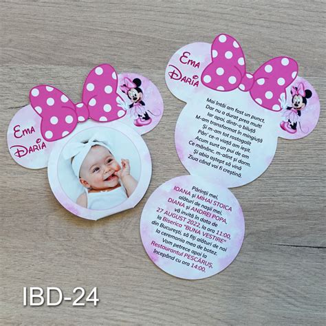 Invitatii Botez Fete Decupate Minnie Mouse Ibd Produse Botez