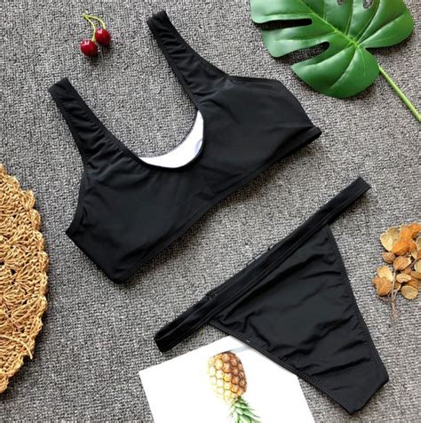 The Bikini Is A Solid Color Button Up Sexy Women S Two Piece On Luulla