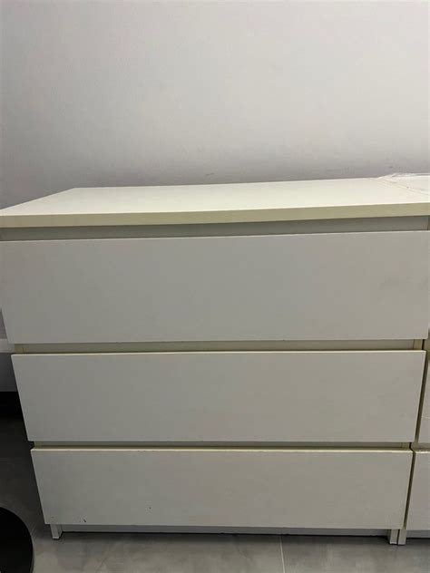 White IKEA Drawer Cabinet - 3 Drawers, Furniture & Home Living ...