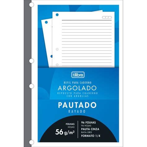 Folha De Fichario Tilibra - Bloco para fichário Tilibra A5 140mmx210mm 96 folhas - Folha de ...