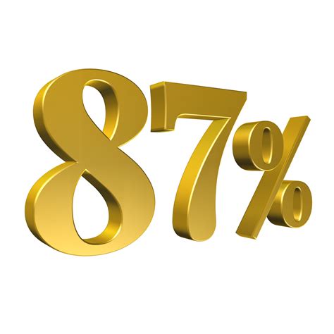 87 por cento ouro número oitenta e sete renderização em 3d 8506531 PNG