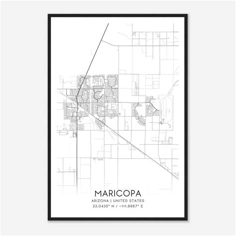 Maricopa Arizona Map Poster, Modern Home Decor Wall Art Print - Custom