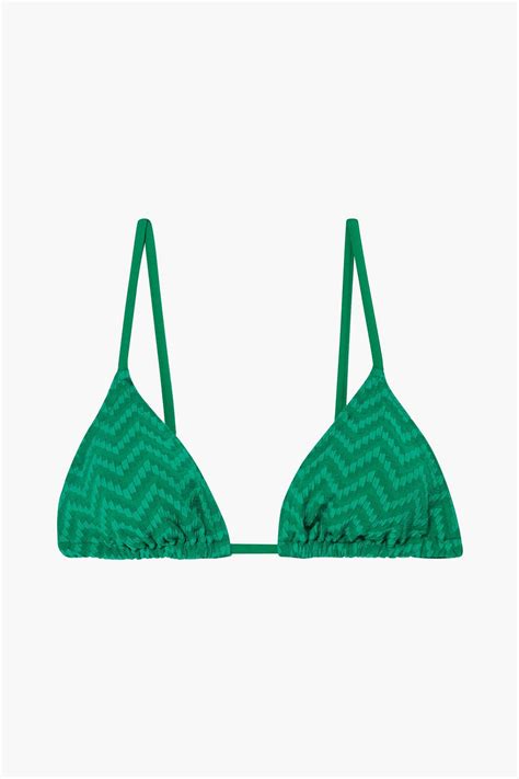 ERES Veston Stretch Seersucker Triangle Bikini Top THE OUTNET