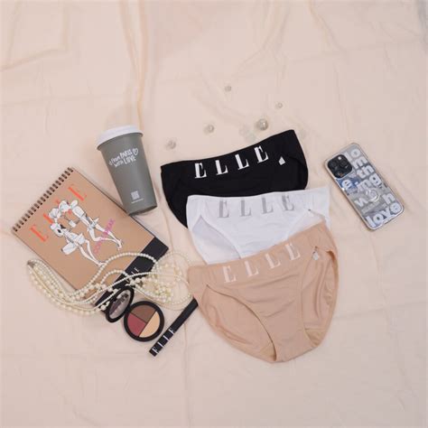 ELLE Lingerie I แพค ชน Bikini Lowrise กางเกงในรปแบบ Bikini พมพโลโก ELLE I LU