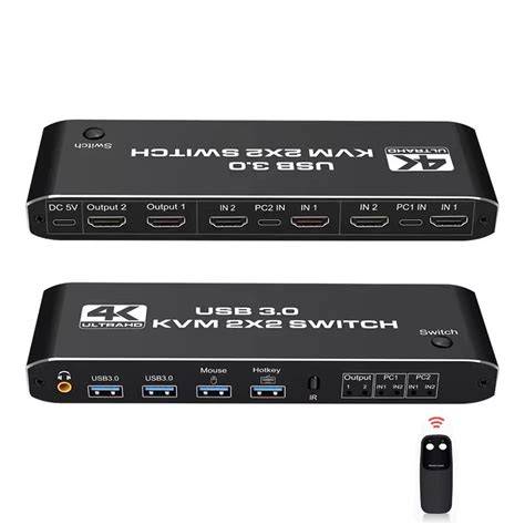 Kvm Switch Dual Screen - HDMI KVM Switch Dual Screen 2 Monitors 2 Computers 2 in 2 Out,4K@60Hz ...