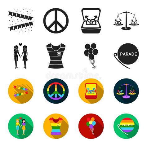 Lesbianas Vestido Bolas Desfile Gay Iconos Determinados De La Colección Del Gay En El Negro