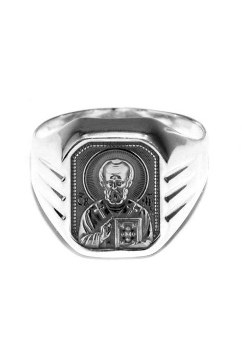Кольцо серебряное Николай Чудотворец чернение купить в интернет ...