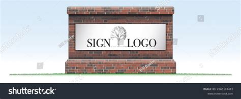 Brick Monument Sign Blank Mockup Drawing Stock Vector (Royalty Free ...