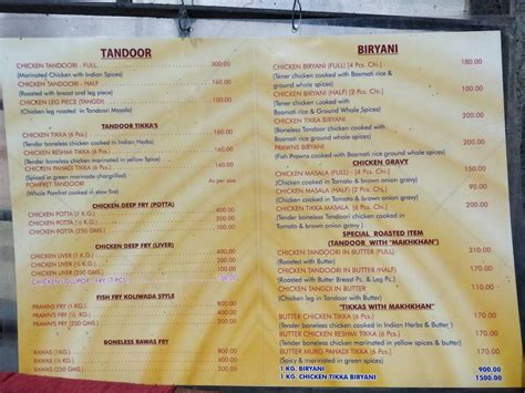 Menu At Kebab Junction Tandoori And Fish Corner Mumbai