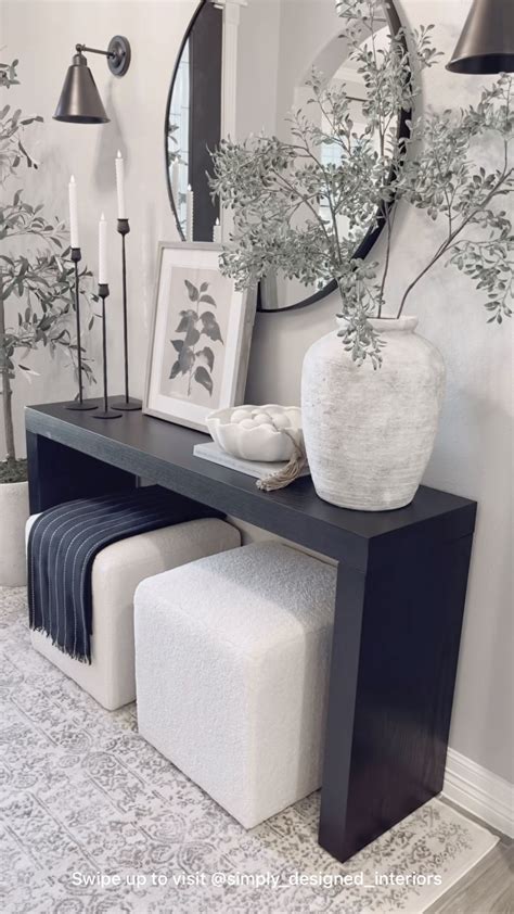 Modern Black and White Console Table Set