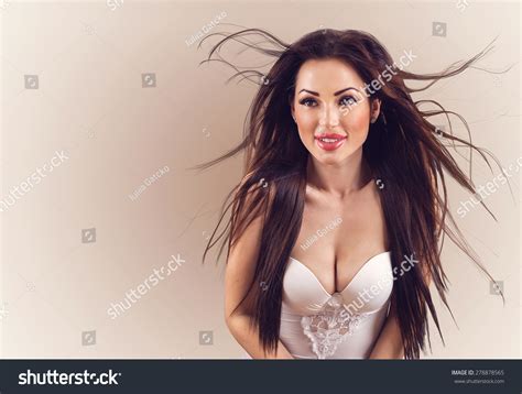 Sexy Beautiful Brunette Woman White Lingerie Stock Photo 278878565 Shutterstock