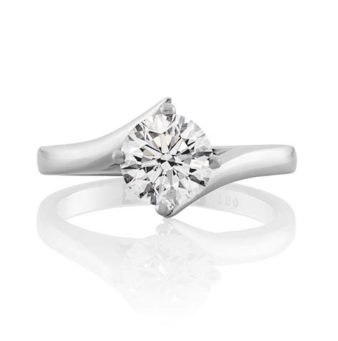 18ct White Gold Round Diamond Solitaire Twist Ring