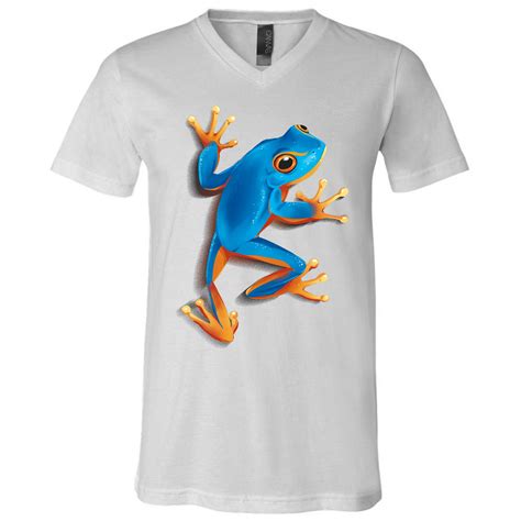 Realistic Blue Tree Frog V Neck T Shirt Teeshirtpalace