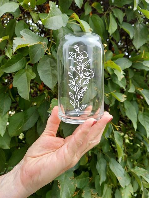 Wildflower Iced Coffee Glass Floral Beer Can Glass Iced Etsy