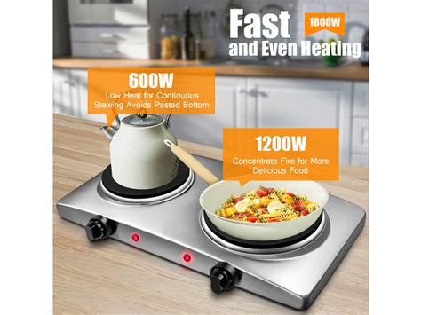 Costway W Double Hot Plate Electric Countertop Burner Stainless Steel Power Levels