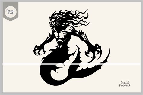 Scary Merman Svg Clipart Silhouette Png Graphic By Designs Nook