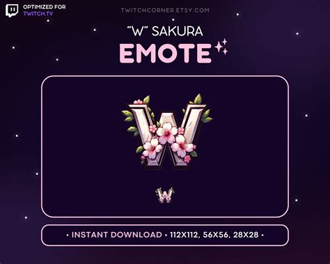 W Twitch Emote Win Emote Kawaii Raid Text Emote Sakura W Emote W