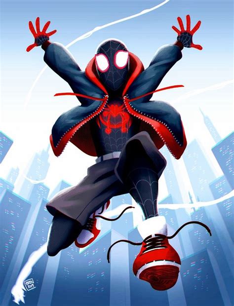 a spider man flying through the air with his hands in the air and ...