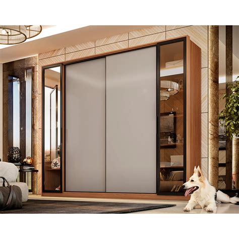 Guarda Roupa Casal Reflecta Laredo Flex Portas Gavetas Amêndola e Nude