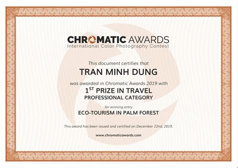 Chromatic Award Certificate Dzung Tran Photography Architecture