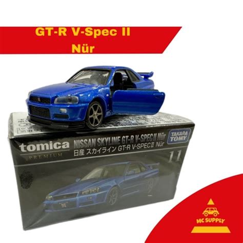 Takara Tomy Tomica Premium Nissan Skyline Gtr V Spec ii Nür R34 Car Toy Size Hotwheels No 11 Hot