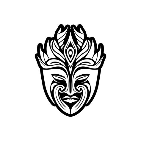 Vector tattoo sketch of a black and white Polynesian god mask. 21827994 ...