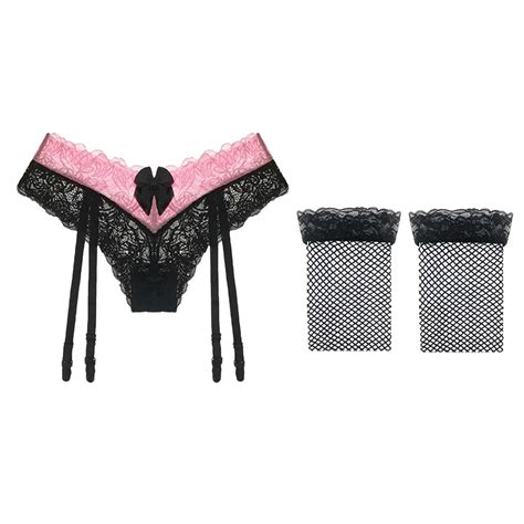 Garter Belt Lingerie Set Lace With Garter Belt See Through Exotic Lingerie For Women Naughty For
