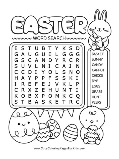 Easter Word Search Free Printable Activity For Kids Cute Coloring